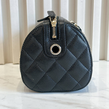 Chanel 25P Bowling Bag in Black Caviar