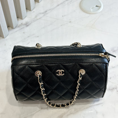 Chanel 25P Bowling Bag in Black Caviar