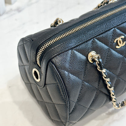 Chanel 25P Bowling Bag in Black Caviar