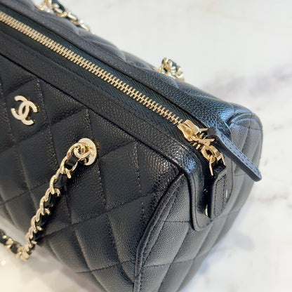 Chanel 25P Bowling Bag in Black Caviar