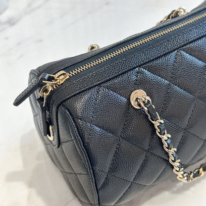 Chanel 25P Bowling Bag in Black Caviar