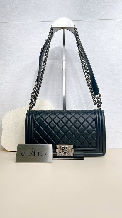 Chanel Boy Old Medium in Black Lambskin