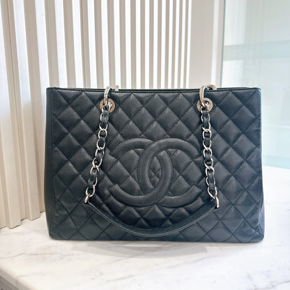 Chanel GST Caviar Black in SHW