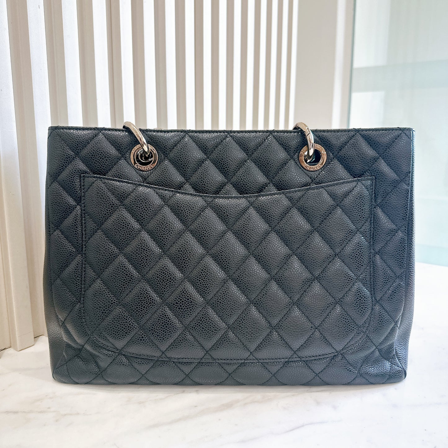 Chanel GST Caviar Black in SHW