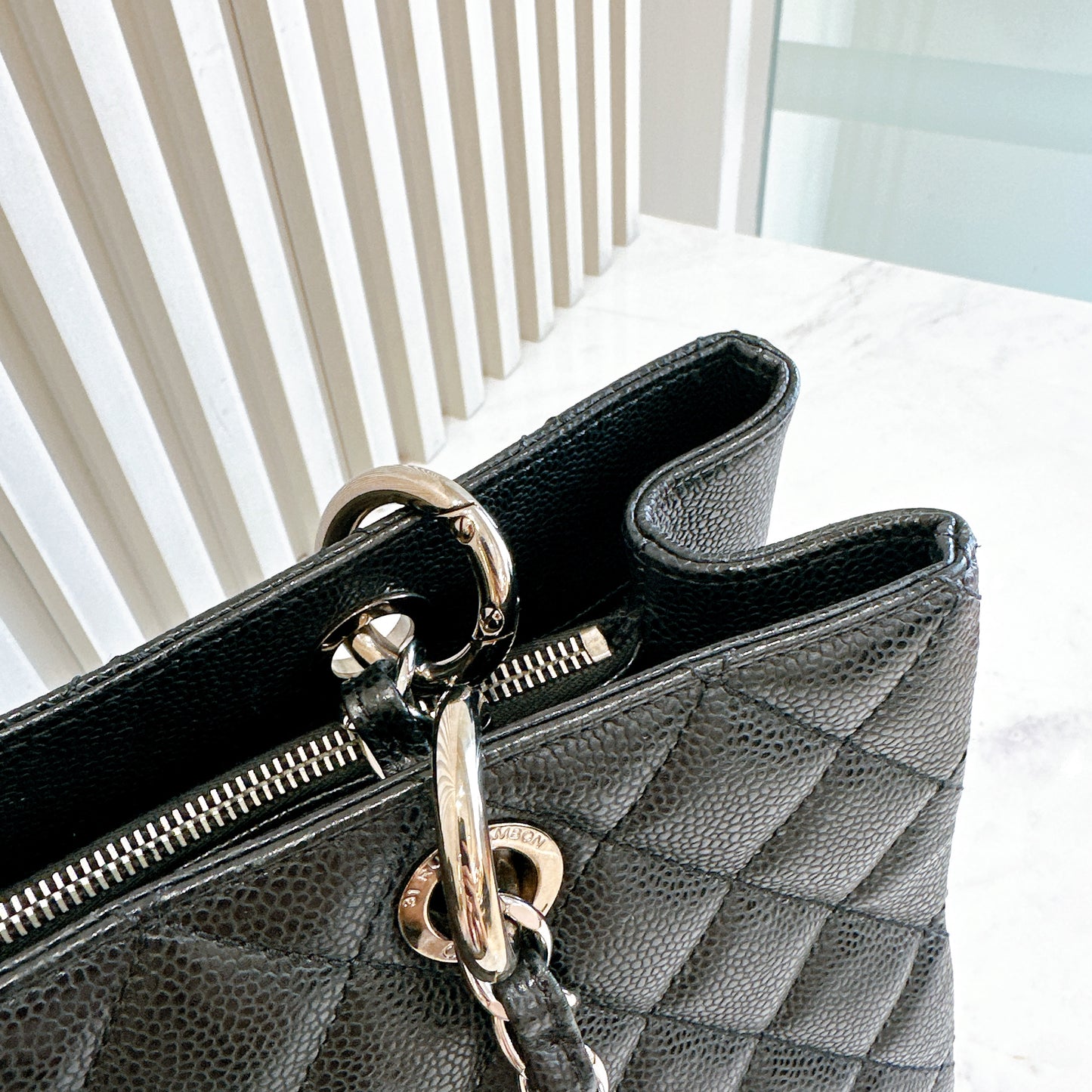 Chanel GST Caviar Black in SHW
