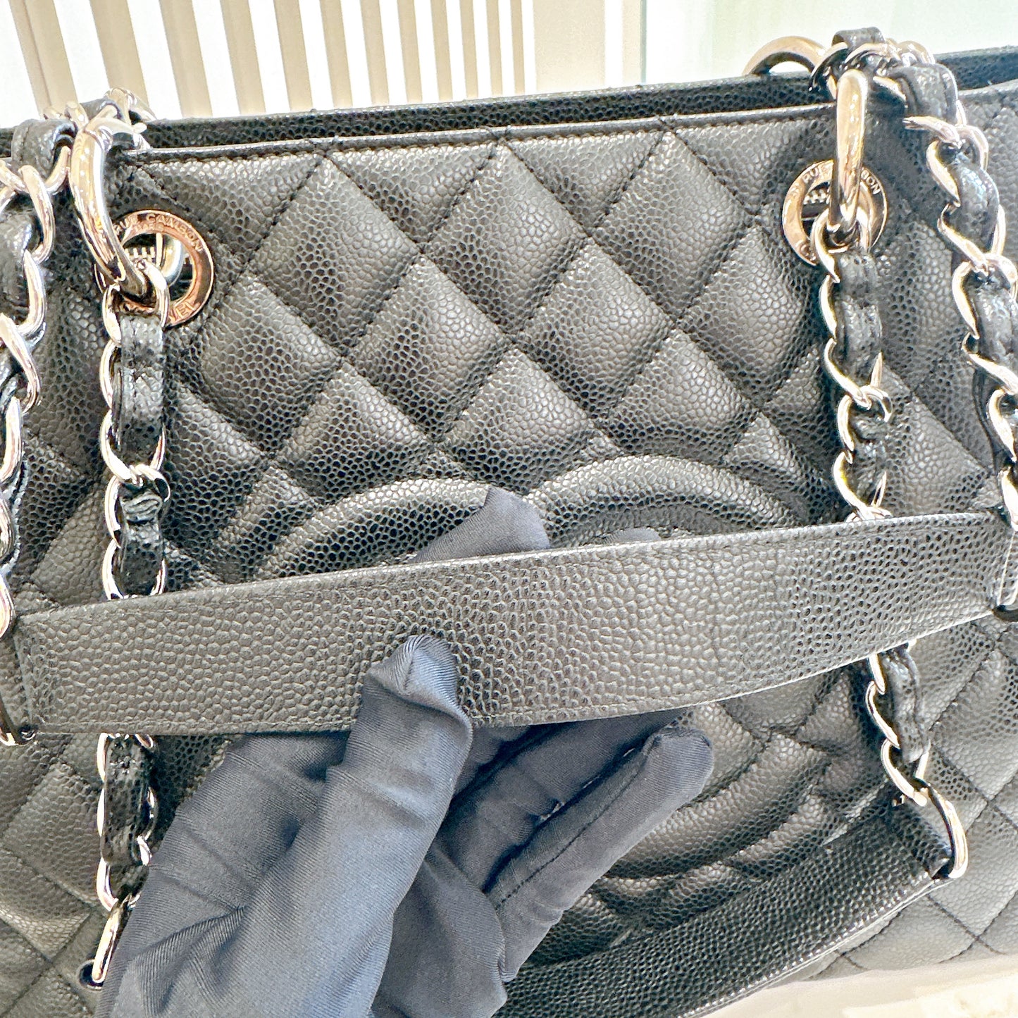 Chanel GST Caviar Black in SHW
