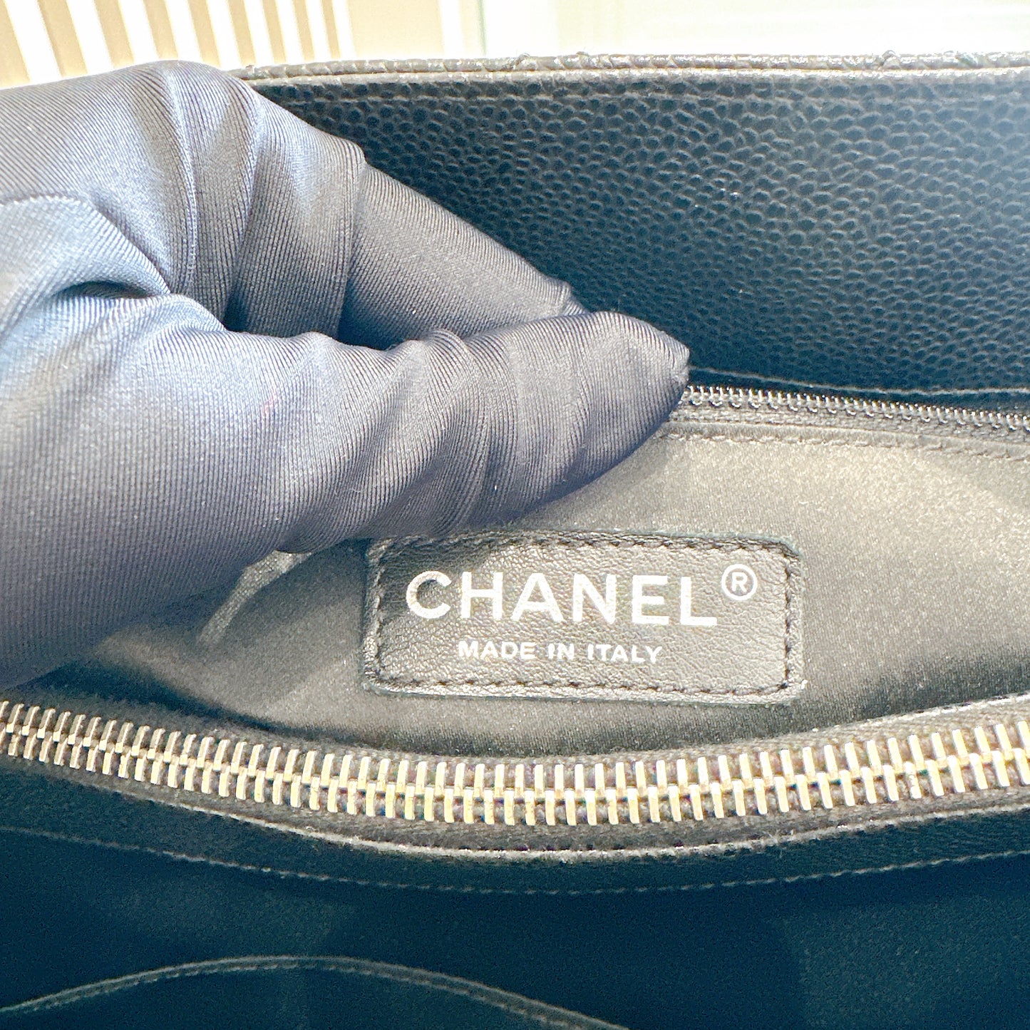 Chanel GST Caviar Black in SHW