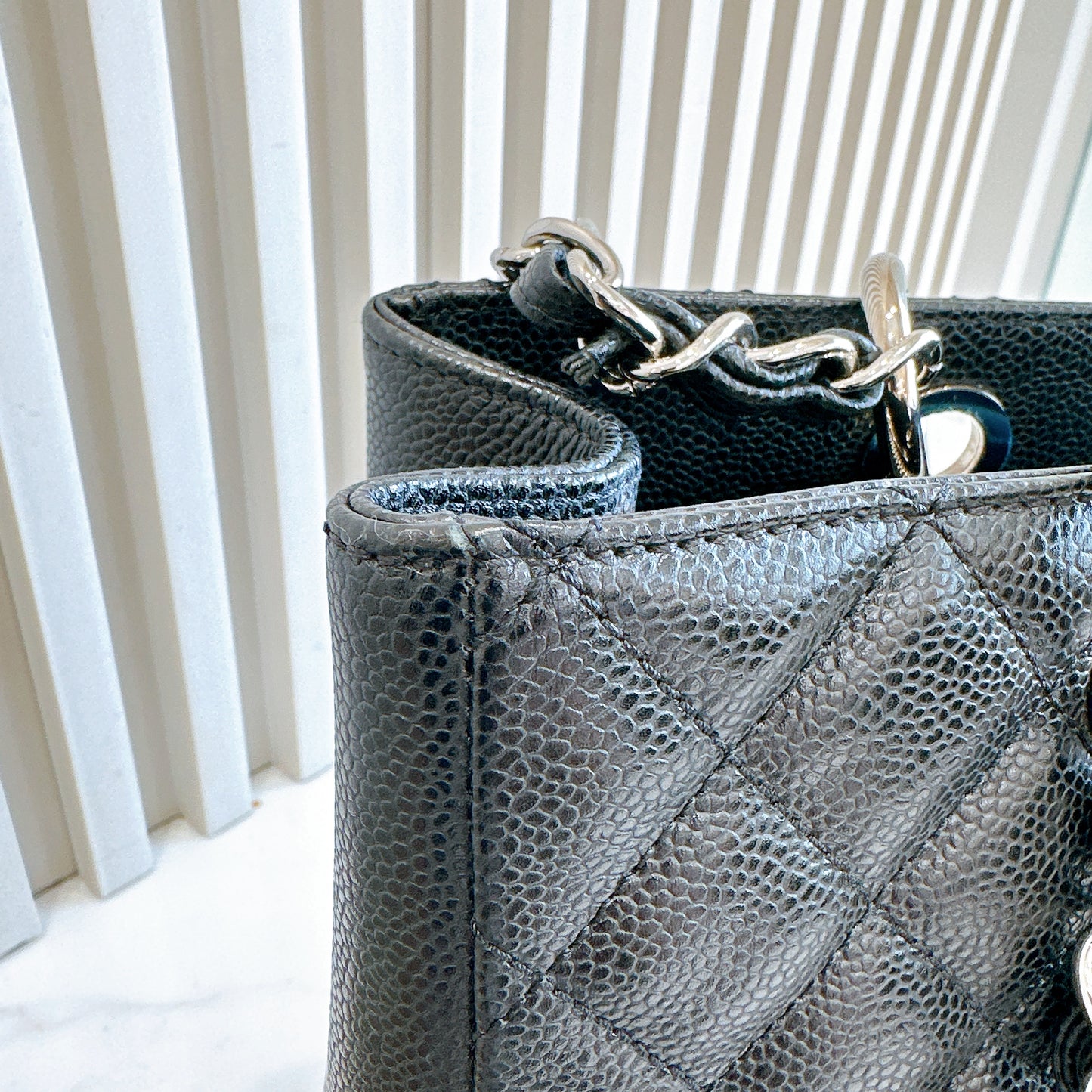 Chanel GST Caviar Black in SHW