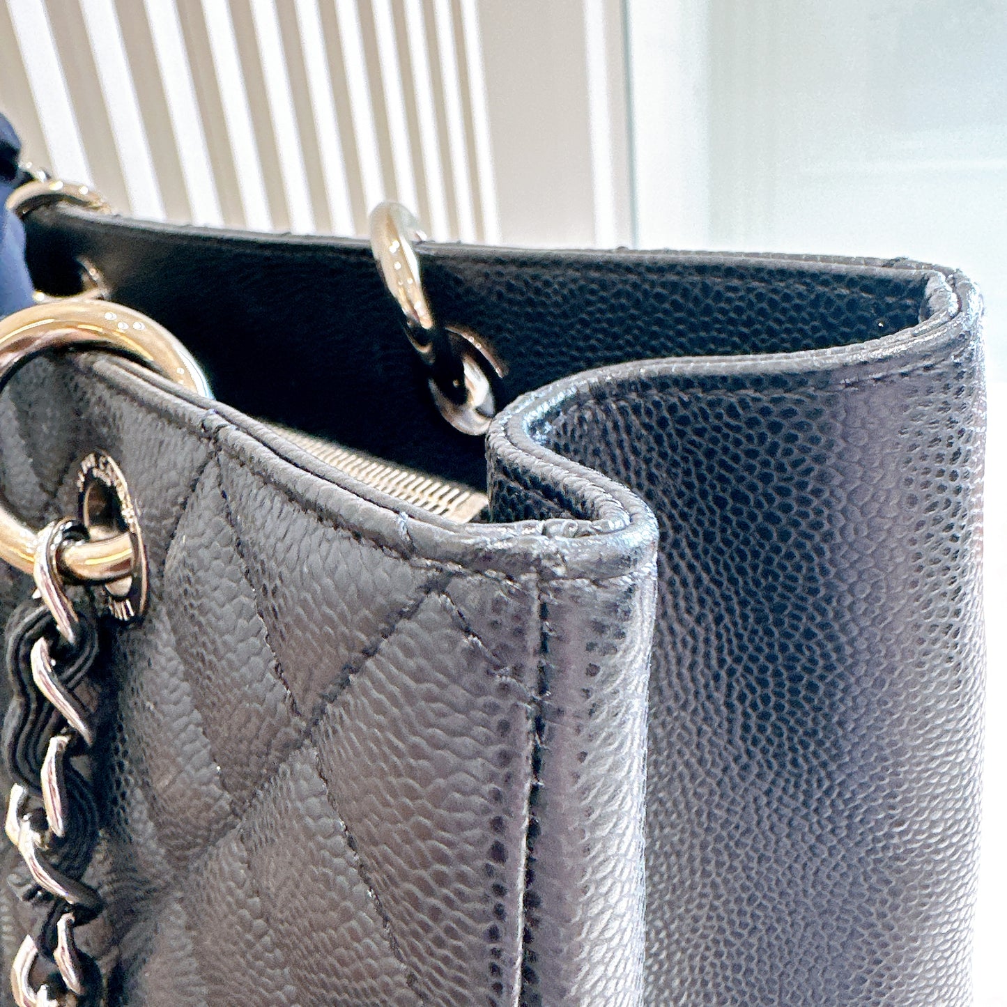 Chanel GST Caviar Black in SHW