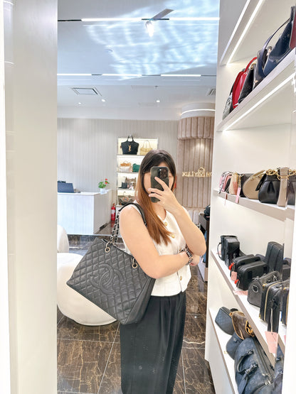 Chanel GST Caviar Black in SHW