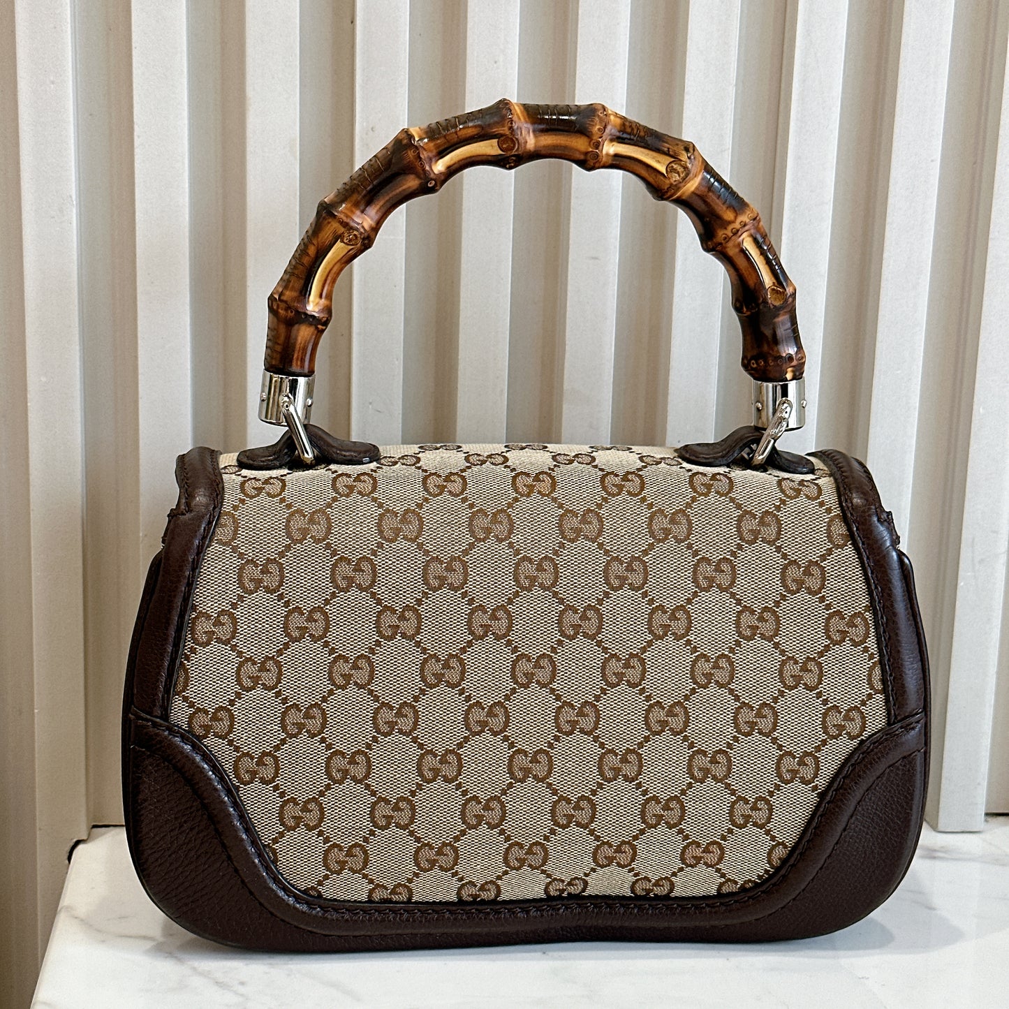 Gucci Monogram Bamboo Top Handle Bag