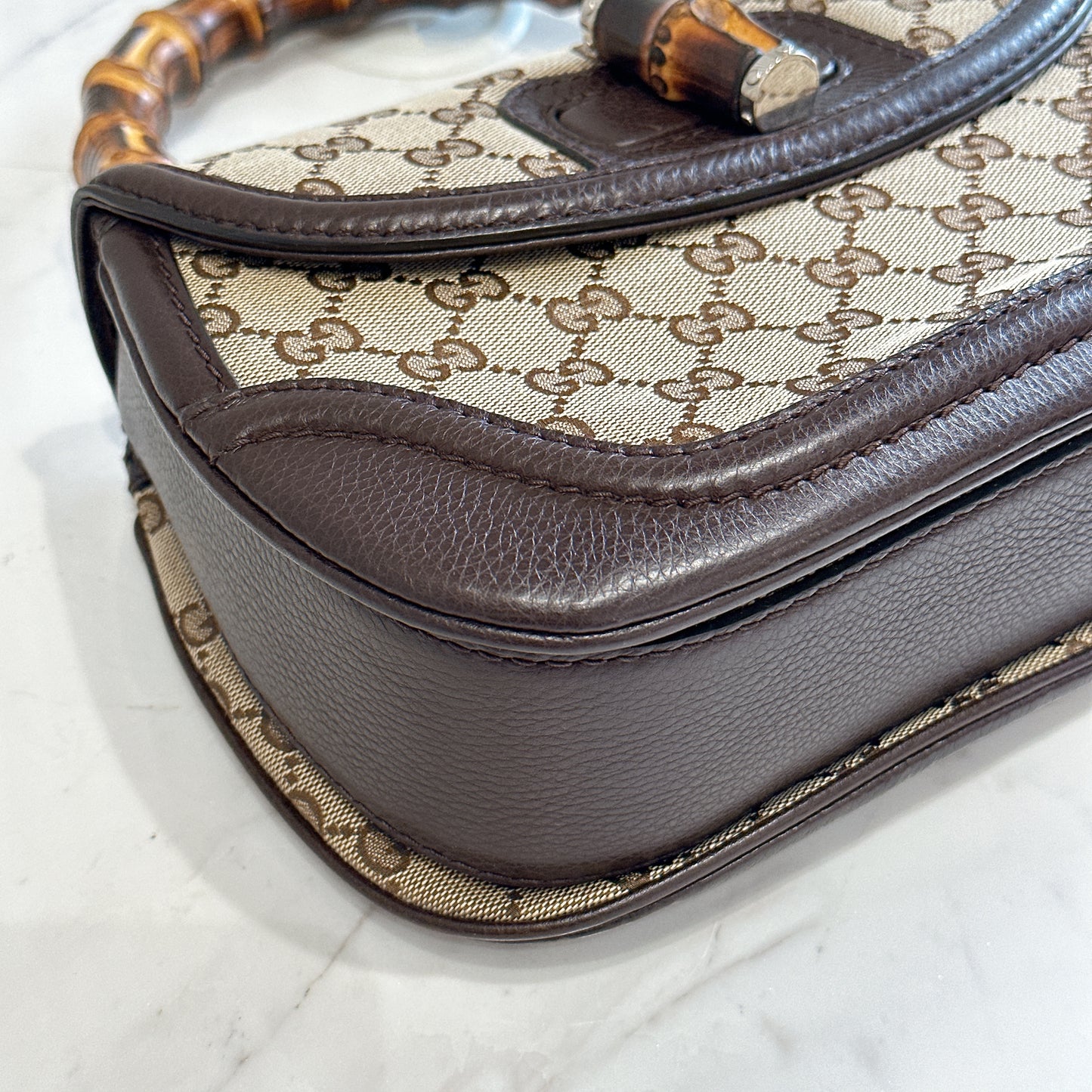Gucci Monogram Bamboo Top Handle Bag
