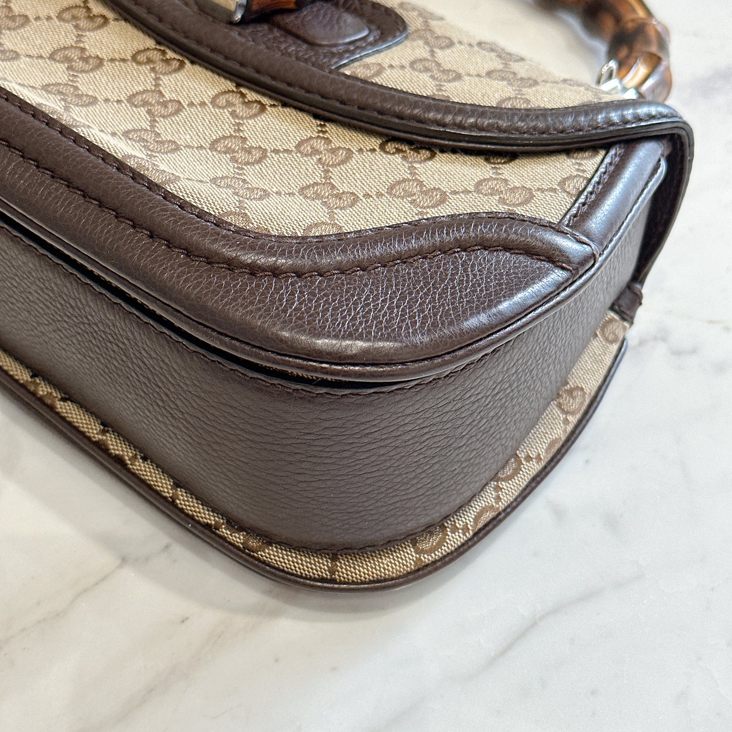 Gucci Monogram Bamboo Top Handle Bag