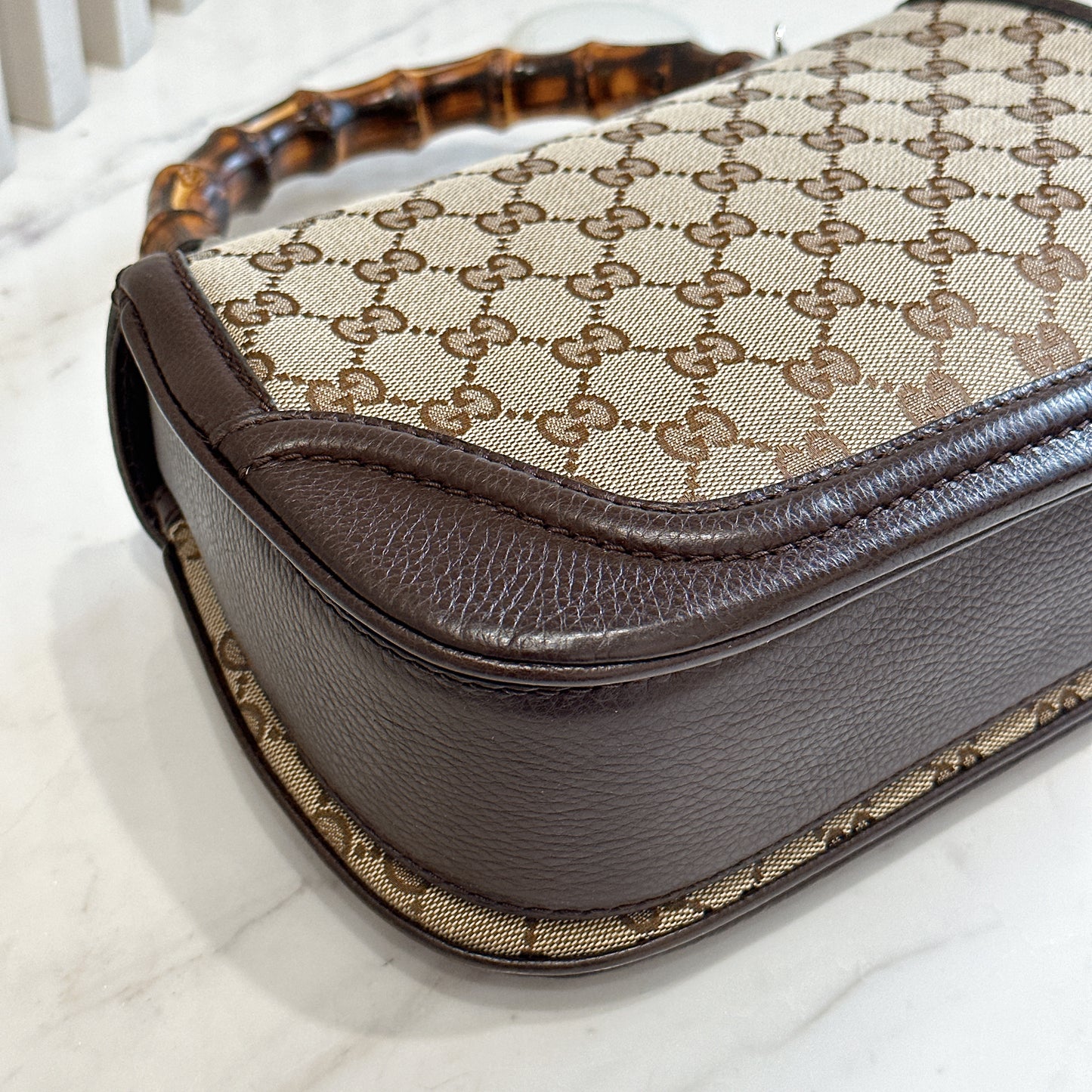 Gucci Monogram Bamboo Top Handle Bag