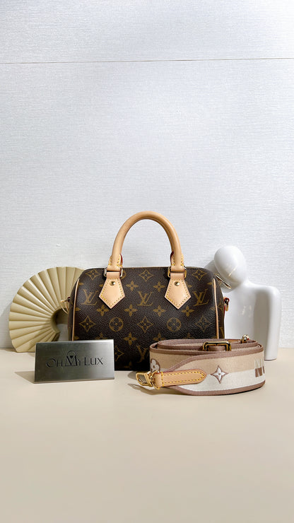 LV Monogram Speedy 20 with Beige Strap