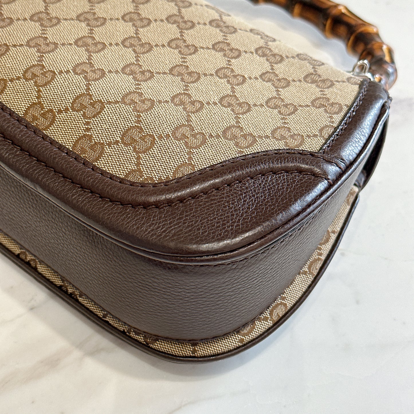 Gucci Monogram Bamboo Top Handle Bag