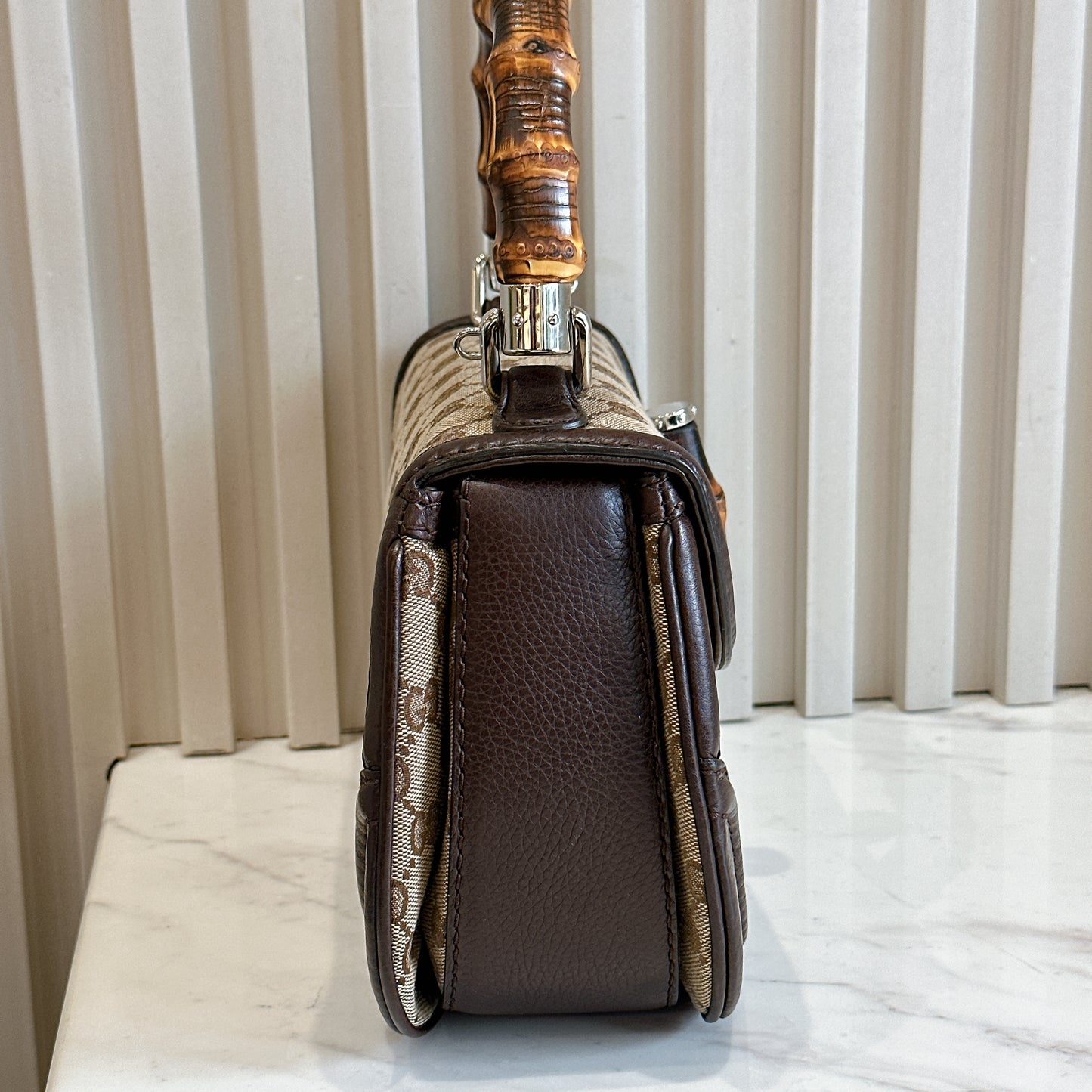 Gucci Monogram Bamboo Top Handle Bag