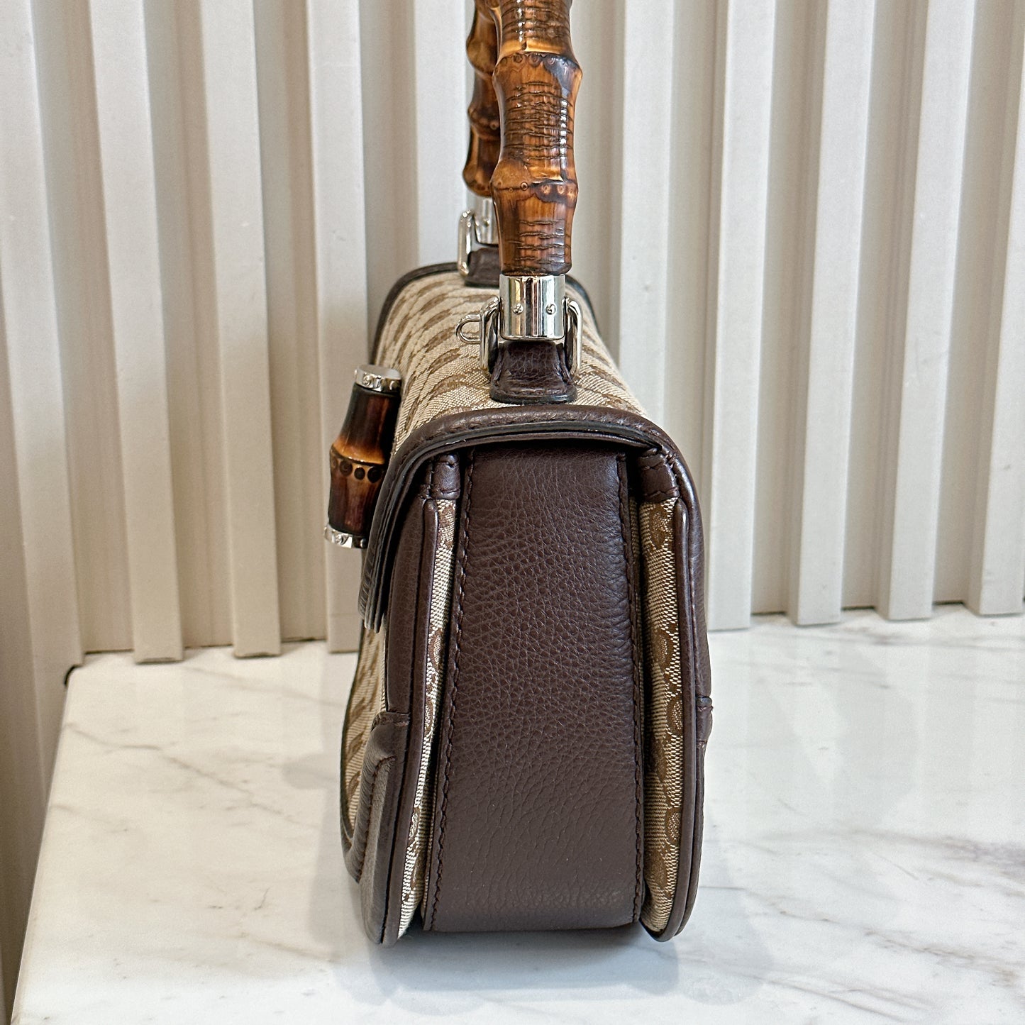 Gucci Monogram Bamboo Top Handle Bag
