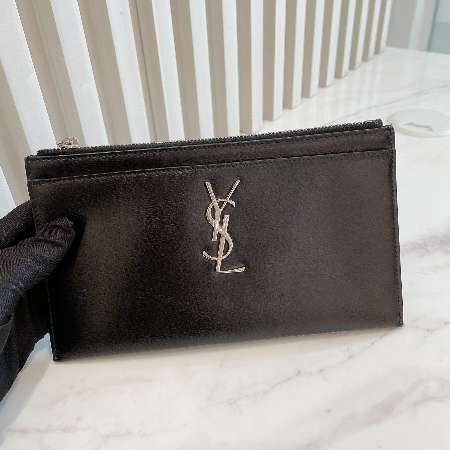 YSL Monogram Bill Pouch in Smooth Calfskin