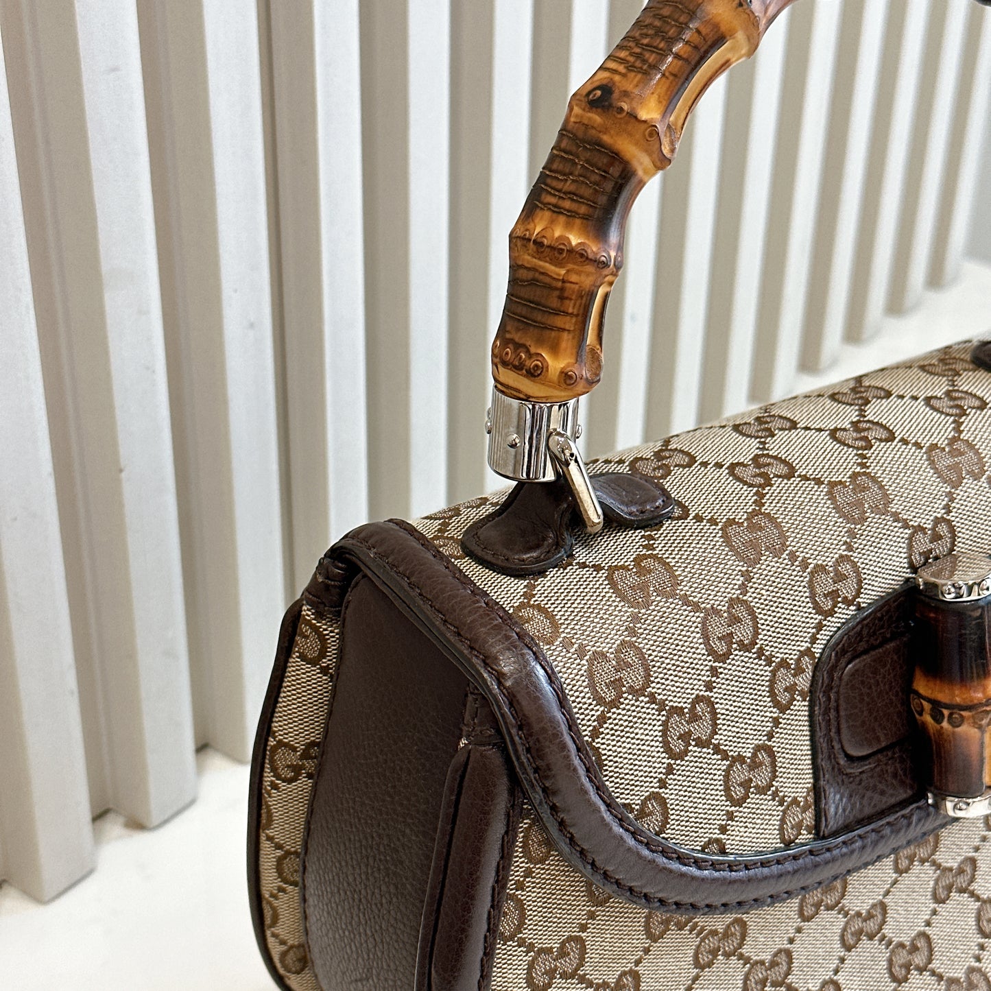 Gucci Monogram Bamboo Top Handle Bag