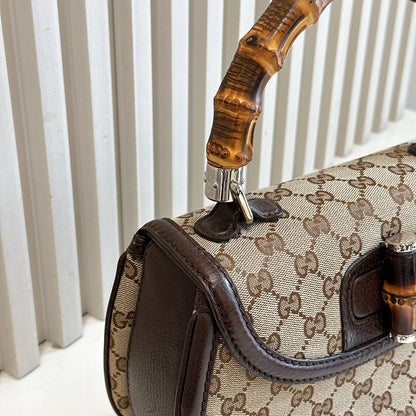 Gucci Monogram Bamboo Top Handle Bag
