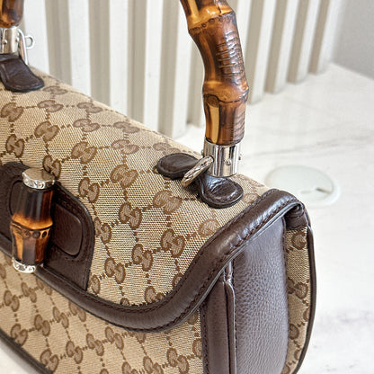 Gucci Monogram Bamboo Top Handle Bag