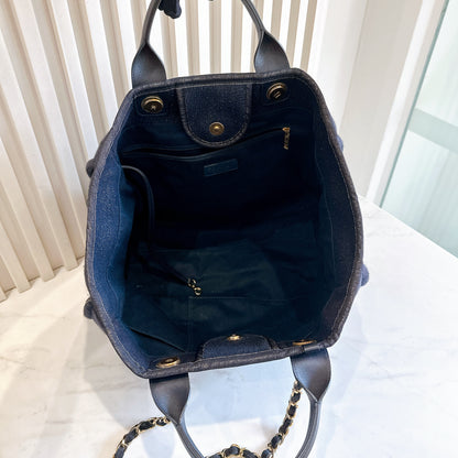 Chanel Deauville Medium in Navy Lurex Canvas