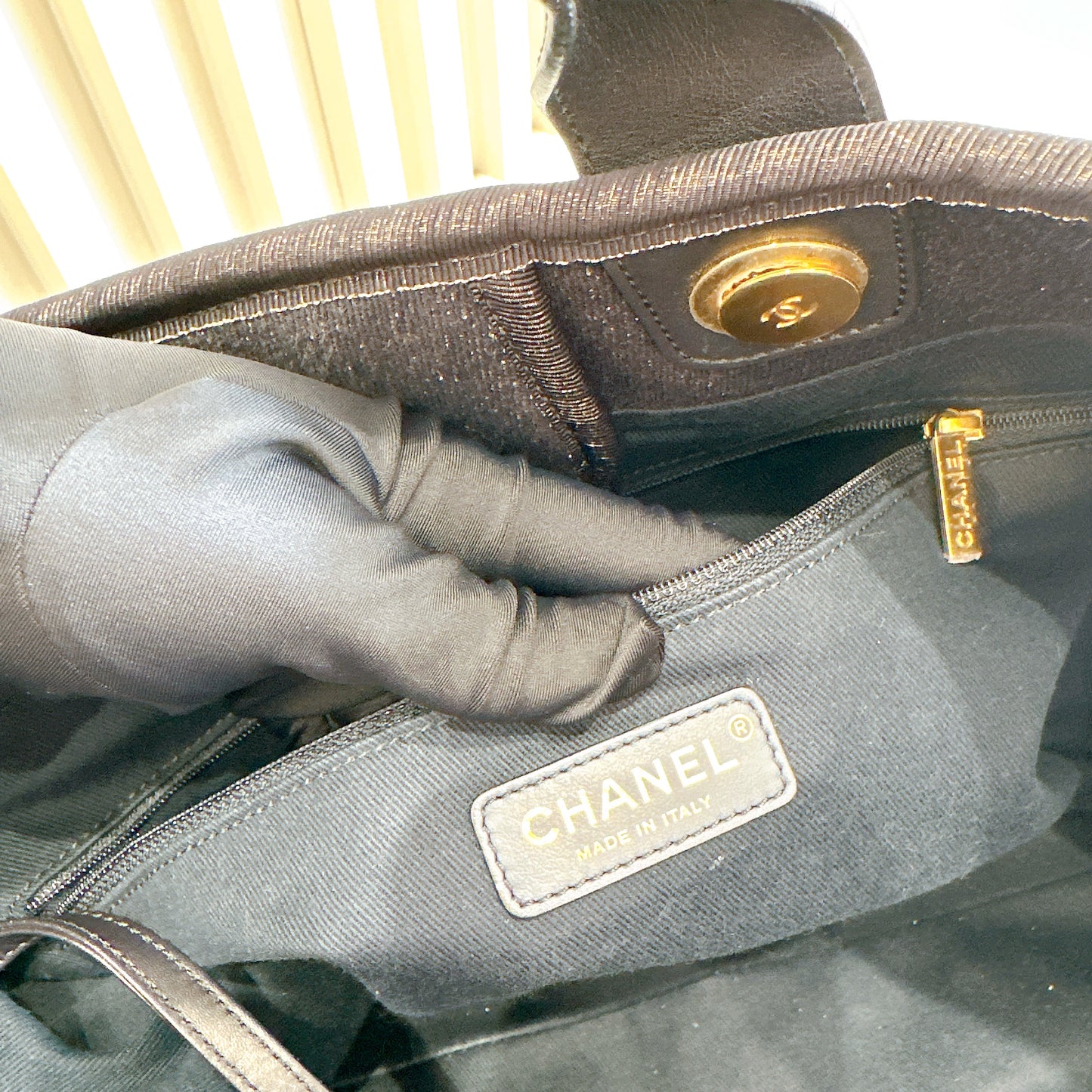 Chanel Deauville Medium in Navy Lurex Canvas