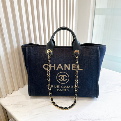 Chanel Deauville Medium in Navy Lurex Canvas
