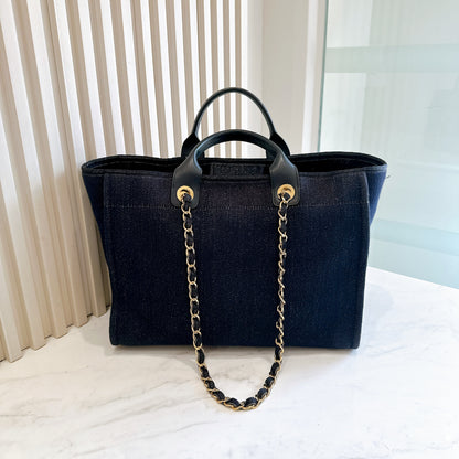 Chanel Deauville Medium in Navy Lurex Canvas