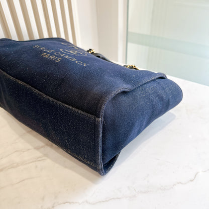 Chanel Deauville Medium in Navy Lurex Canvas
