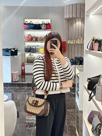 Gucci Monogram Bamboo Top Handle Bag