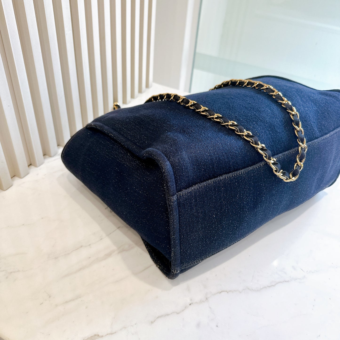 Chanel Deauville Medium in Navy Lurex Canvas