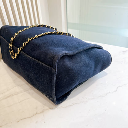 Chanel Deauville Medium in Navy Lurex Canvas