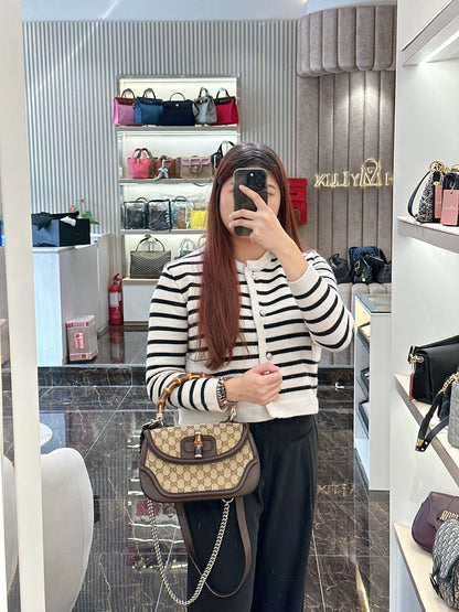 Gucci Monogram Bamboo Top Handle Bag