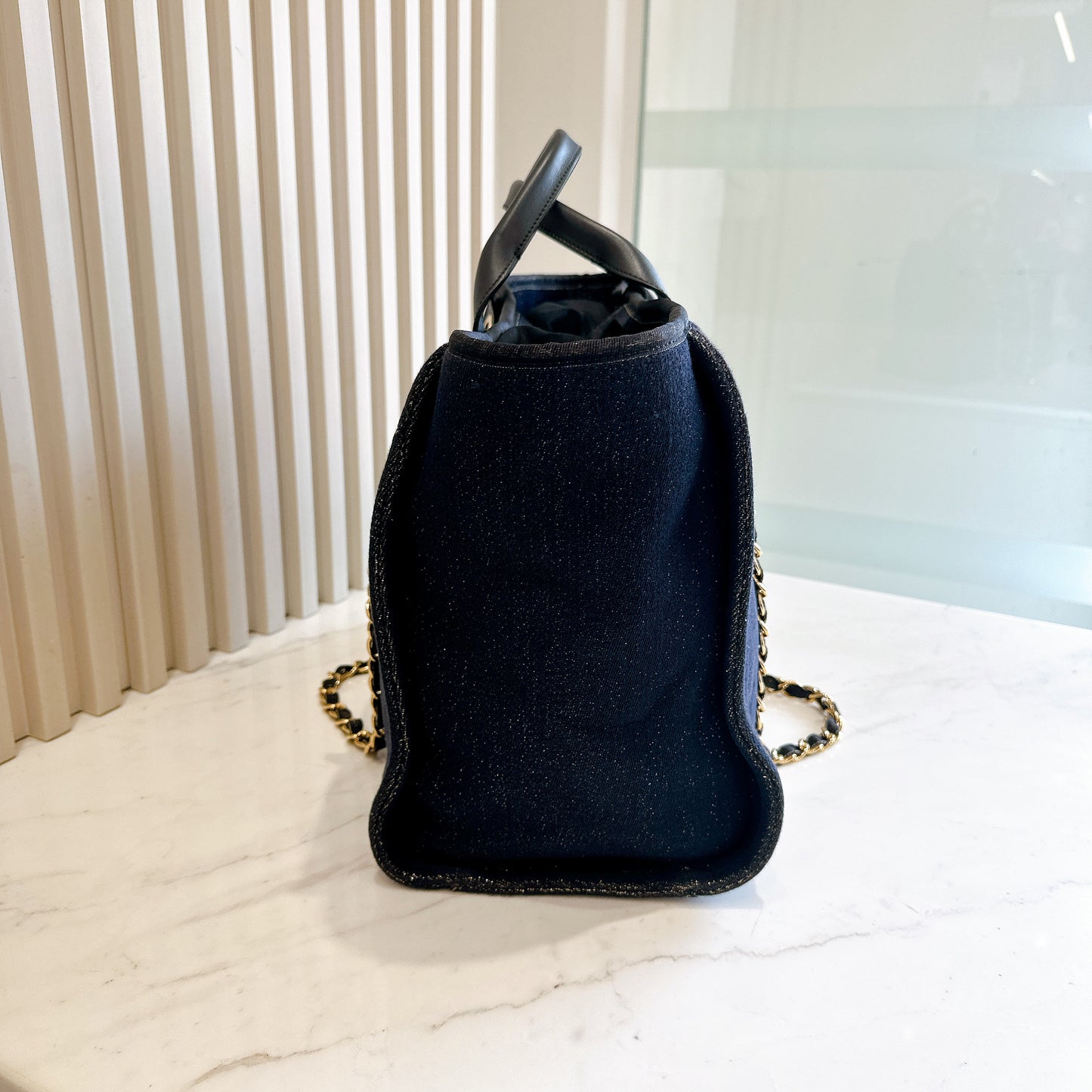 Chanel Deauville Medium in Navy Lurex Canvas