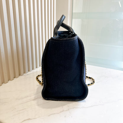 Chanel Deauville Medium in Navy Lurex Canvas