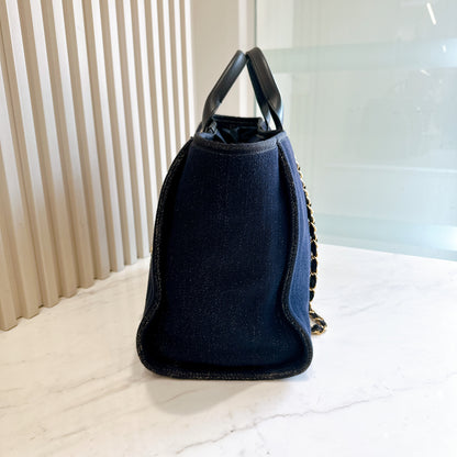 Chanel Deauville Medium in Navy Lurex Canvas