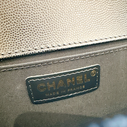 Chanel Boy Old Medium Black Caviar in GHW