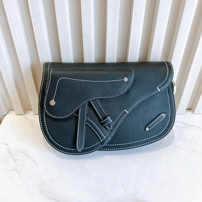 Dior Saddle Messenger Bag in Black Calfskin