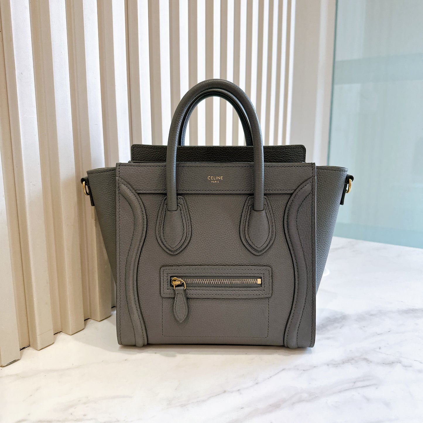 Celine Nano Luggage in Grey