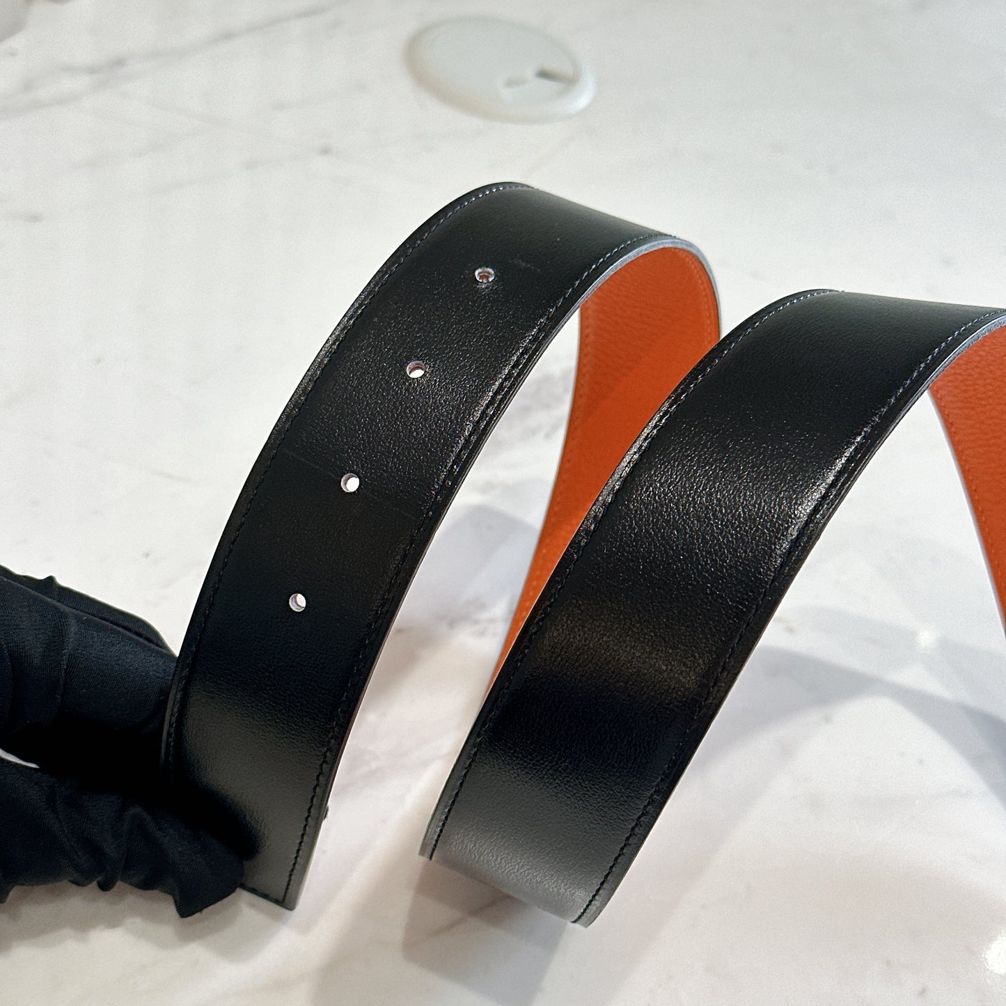 Hermes Reversible Belt Noir and Orange