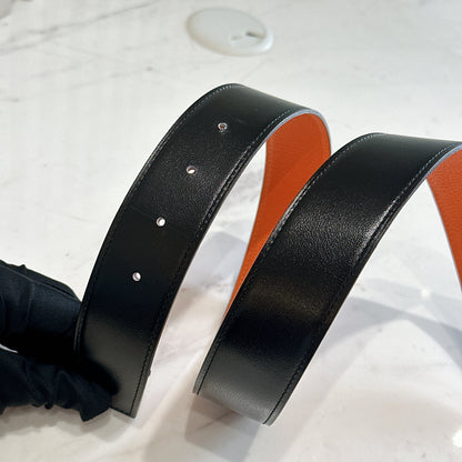 Hermes Reversible Belt Noir and Orange