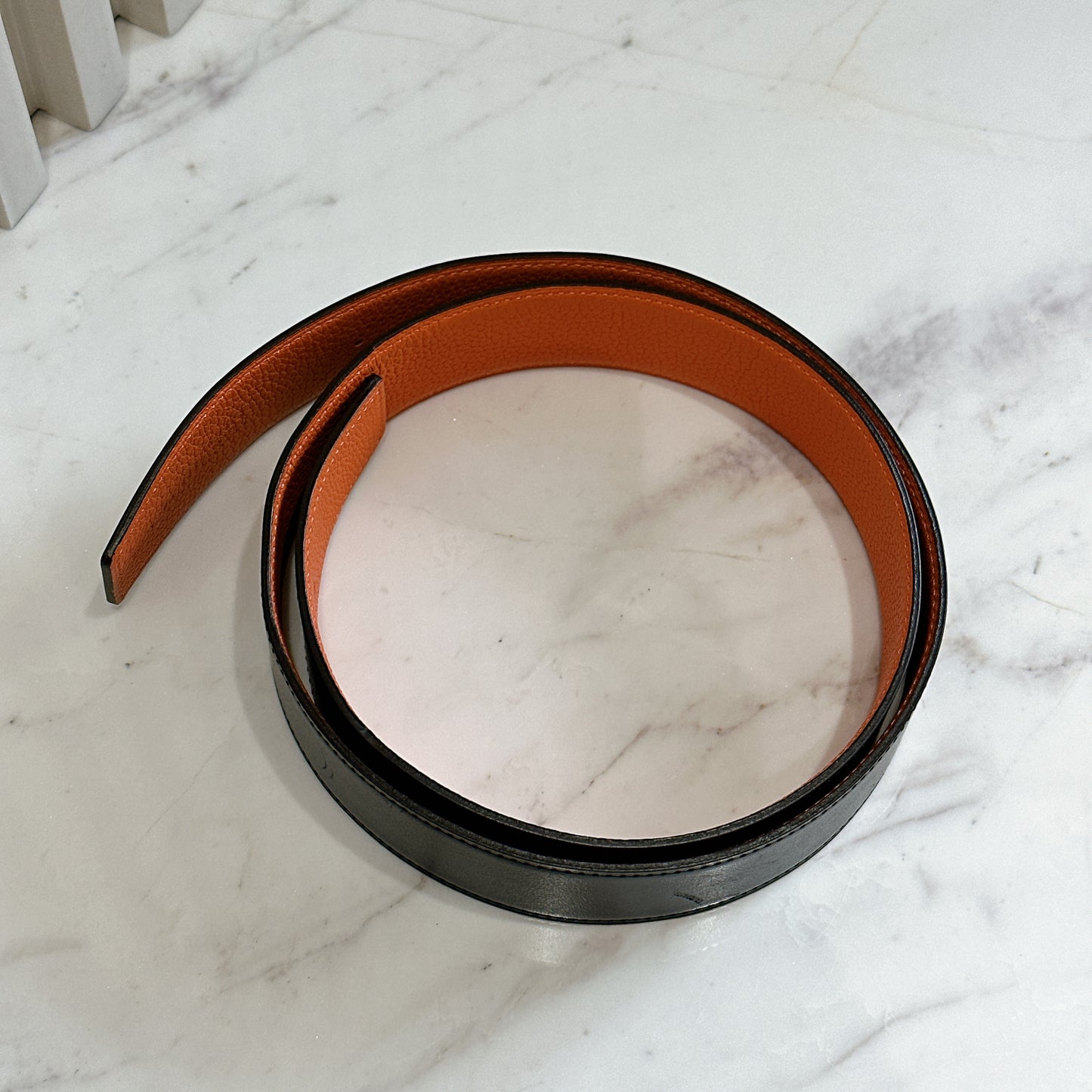 Hermes Reversible Belt Noir and Orange