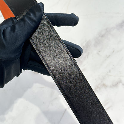Hermes Reversible Belt Noir and Orange