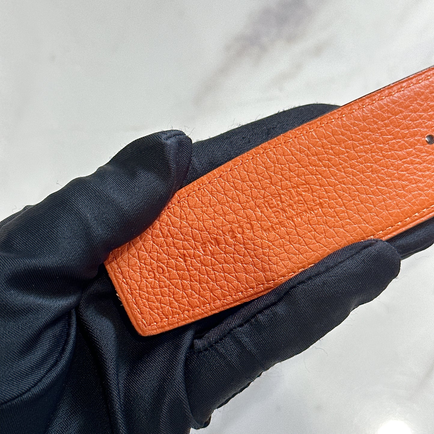 Hermes Reversible Belt Noir and Orange