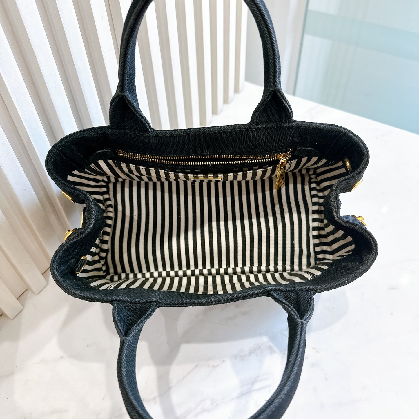 Prada Canapa Tote Small in Black