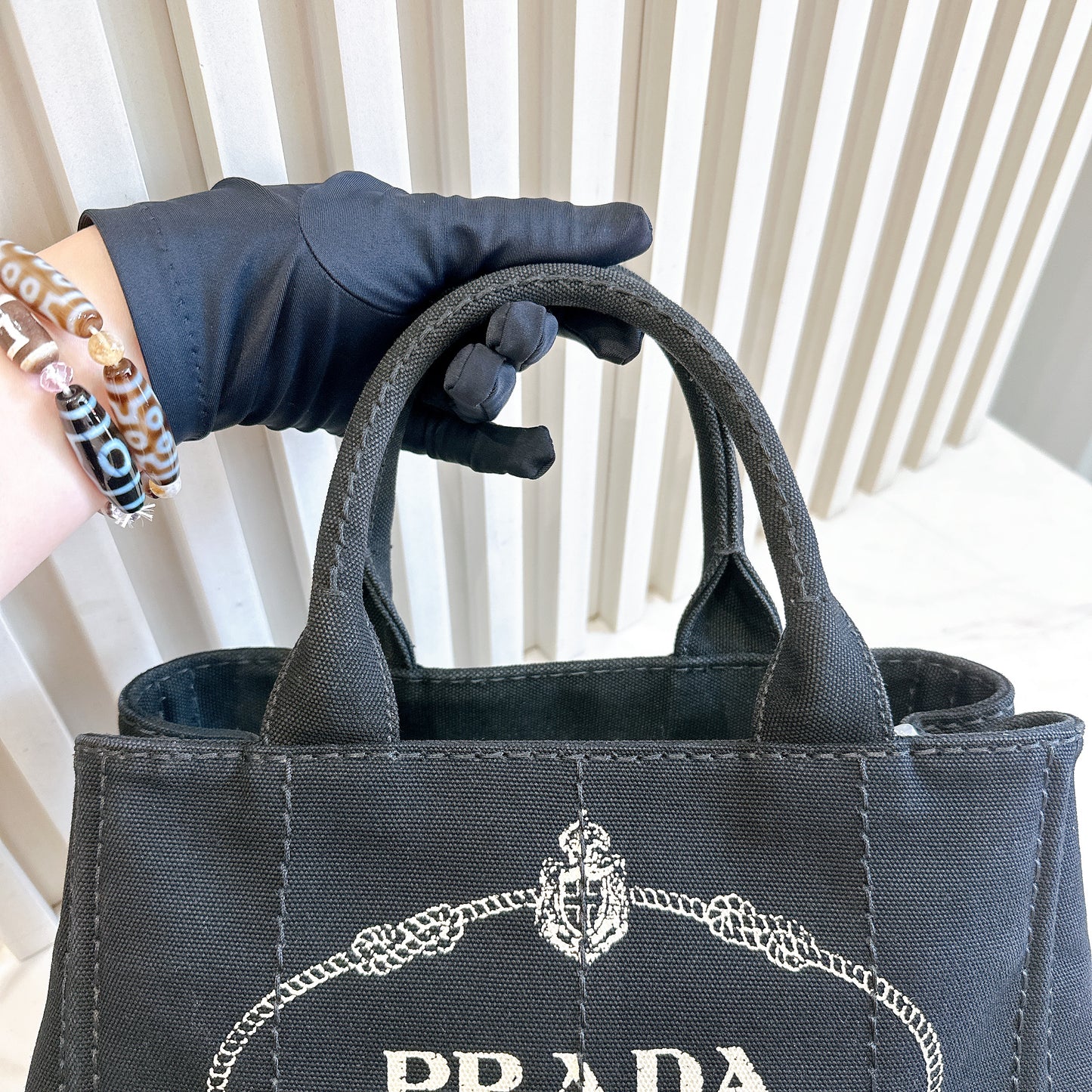 Prada Canapa Tote Small in Black