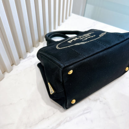 Prada Canapa Tote Small in Black