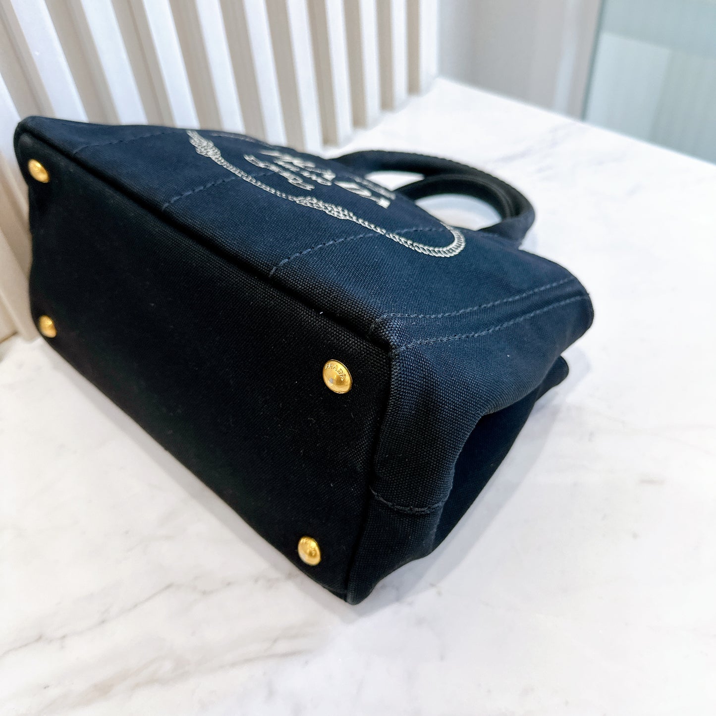 Prada Canapa Tote Small in Black